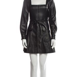 Oz Faux Leather Belted Dress